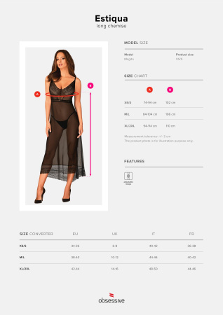 фото Сорочка Obsessive Estiqua chemise M/L, чорний, асиметричний крій