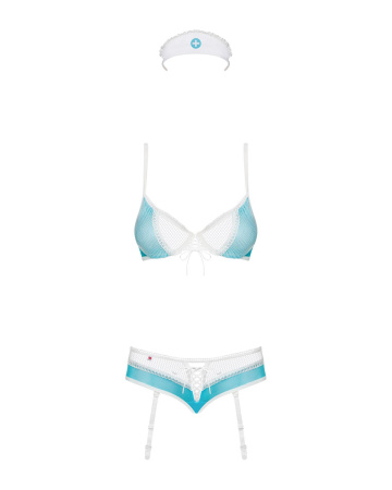 фото Костюм медсестри Obsessive 834-CST-6 S/M, біло-блакитний