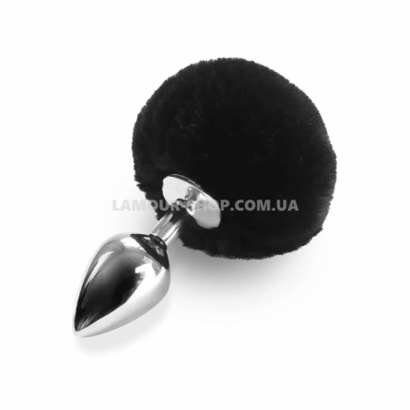 фото Анальний затор М Art of Sex - Metal Butt plug Rabbit Tail, Чорний