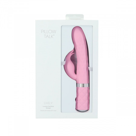 фото Кролик з ротацією та вібрацією Pillow Talk Lively Pink, кристал Сваровскі, 