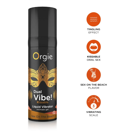фото Рідкий вібратор Orgie Dual Vibe! Sex On The Beach Kissable 15 мл