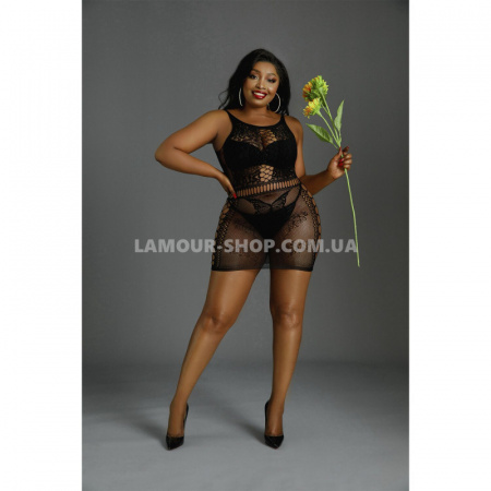 фото Сукня-бодістокінг Moonlight Plus Model 01 XL-XXXL Black, міні, без рукавів