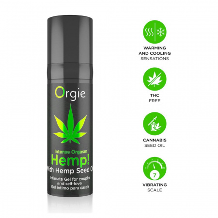 фото Збуджувальний гель для пар Orgie Hemp! Intense Orgasm, 15 мл, тепло-холод