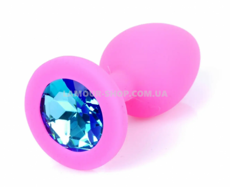 фото Aнальний затор Boss Series - Jewellery Pink Silicon PLUG Small Light Blue