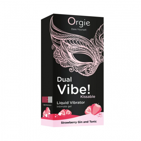 фото Рідкий вібратор Orgie Dual Vibe! Strawberry Gin & Tonic Kissable 