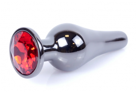 фото Анальна пробка Boss Series - Jewellery Dark Silver BUTT PLUG Red