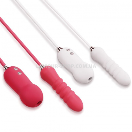 фото Пульсатор с вакуумным стимулятором Kistoy Cathy Red на гибкой сцепке