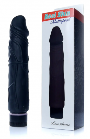 фото Вібратор Boss Series - Real Skin Black, (довжина 22 см, діаметр 4 см)