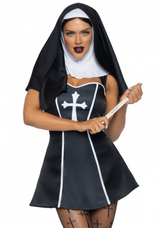 фото Костюм черниці Leg Avenue Naughty Nun M, сукня, головний убір