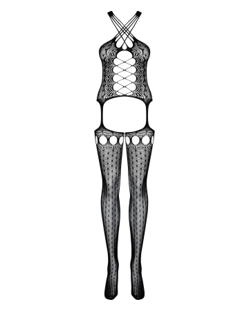 фото  Бодістокінг Obsessive Bodystocking G313 S/M/L, шнурівка, геометричний декор