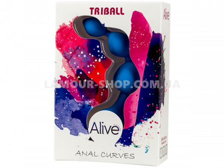 фото Анальні кульки Alive Triball Blue, силікон, макс. діаметр 2 см