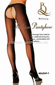 Колготки гладкі з відкритим входом, чорні