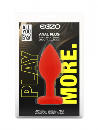 фото Силіконова анальна пробка EGZO - Silicone Red Round Plug Red, size S