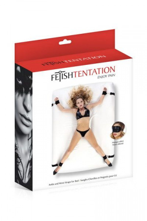 фото Фіксатор рук і ніг для ліжка Fetish Tentation Ankle and Wrist Straps for Bad з маскою