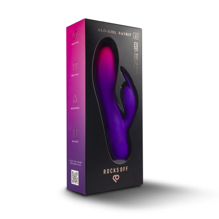 фото Вібратор-кролик Rocks Off Glo Girl – Rabbit, 2 мотори, 10 режимів, на батарейках