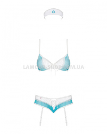 фото Костюм медсестри Obsessive 834-CST-6 S/M, біло-блакитний