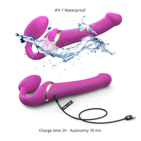 фото Вібрострапон з вакуумною стимуляцією Strap-On-Me MULTI ORGASM Fuchsia M, 