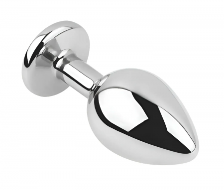 фото Анальна пробка з кристалом EGZO - Silver Round Plug Red size M