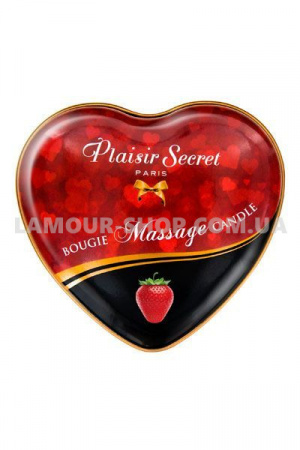 фото Масажна свічка серце Plaisirs Secrets Strawberry 35 мл