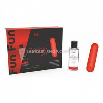Набір Intt DOUBLE FUN: віброкуля та полуничний лубрикант