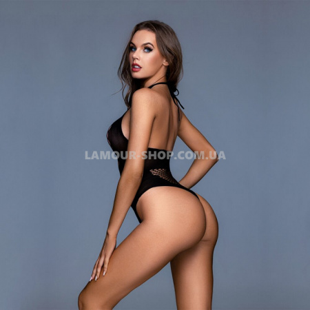 фото Боді-сітка з халтером JSY Black One Size, вставки з великої сітки
