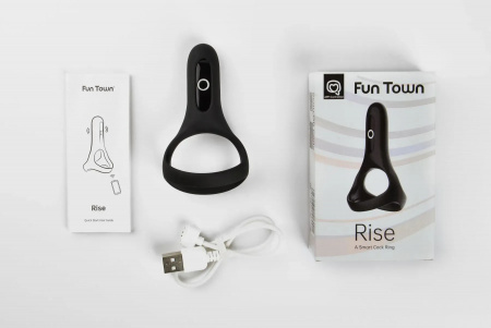 фото Ерекційне кільце Fun Town Rise Black, керування зі смартфона
