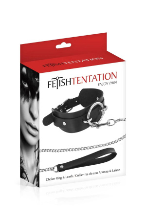 фото Нашийник великим кільцем та з повідцем Fetish Tentation Ring and Leash