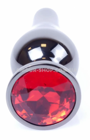 фото Анальна пробка Boss Series - Jewellery Dark Silver BUTT PLUG Red