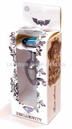 фото Анальна пробка Boss Series - Jewellery Dark Silver PLUG Light Blue S