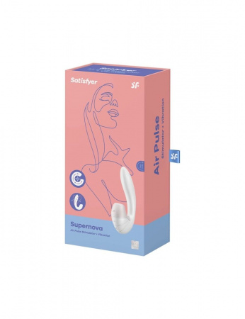 фото Вакуумний вібратор Satisfyer Supernova White, 2 положення ствола