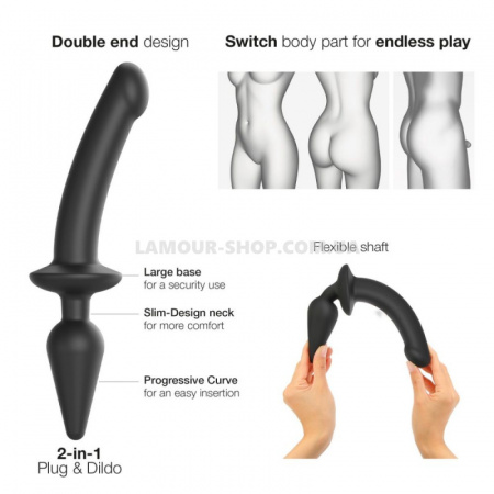 фото Анальна пробка дилдо 2в1 Strap-On-Me SWITCH PLUG-IN DILDO Black S