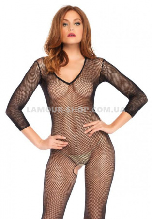 фото Комбібоді V Front Bodystocking Black S