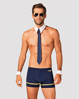 Костюм пілота Obsessive Pilotman set L/XL, боксери, манжети, комір 