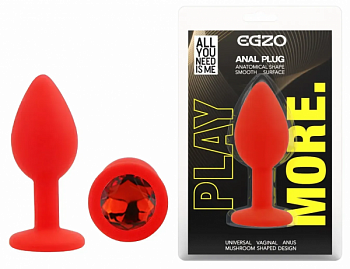 Силіконова анальна пробка EGZO - Silicone Red Round Plug Red, size S