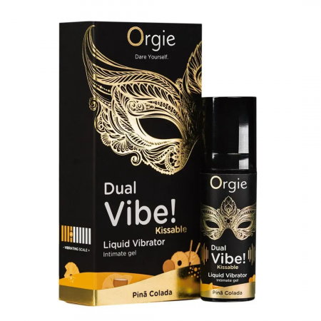 фото Рідкий вібратор Orgie Dual Vibe! Pina Colada Kissable  15 мл