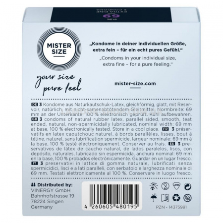 фото Презервативи Mister Size - pure feel - 69 (3 condoms), товщина 0,05 мм