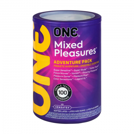 фото Набір презервативів ONE SX0732 Mixed Pleasures, 100 шт, 10 видів, паковання-тубус