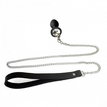 Анальна пробка  Art of Sex Metal Anal Plug with Leash size S з повідцем Bla