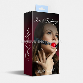 Кляп силіконовий Feral Feelings Silicon Ball Gag Black/Red, чорний ремінець