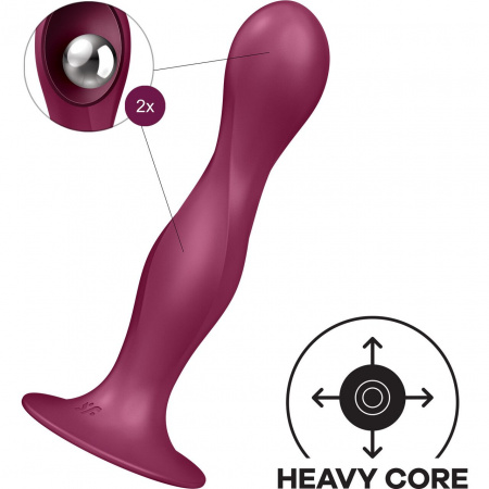 фото Ділдо Satisfyer Double Ball-R Red, унісекс, рухомі кульки всередині, на присосці