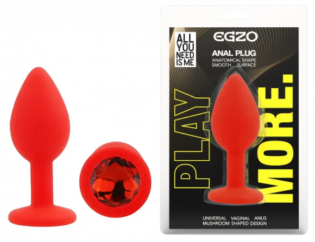фото Силіконова анальна пробка EGZO - Silicone Red Round Plug Red, size S