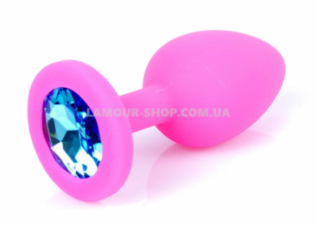 фото Aнальний затор Boss Series - Jewellery Pink Silicon PLUG Small Light Blue