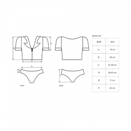 фото Костюм поліціянтки  Obsessive Police set S/M, black, топ, шорти, кепка