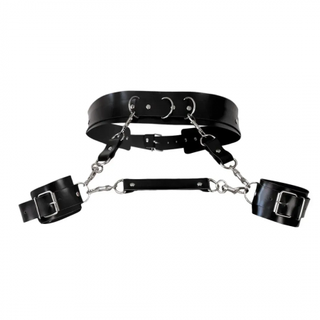 фото Шкіряний пояс з наручниками Art of Sex – Kasta XS-M, чорний