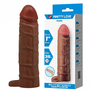 Подовжуюча насадка презерватив Pretty Love - Kaile 1" Brown
