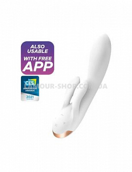 Смарт вібратор кролик із подвійним відростком Satisfyer Double Flex White