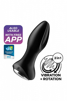 Анальна вібропробка із перлинним масажем Satisfyer Rotator Plug 2+ Black