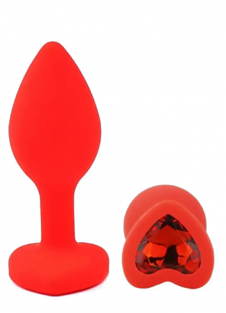 фото Силіконова анальна пробка  EGZO - Silicone Red Heart Plug Red, size S