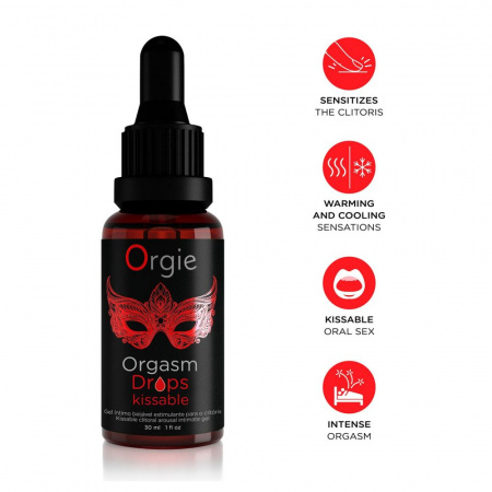 фото Краплі для клітора Orgie Orgasm Drops Kissable, 30 мл, тепло-холод
