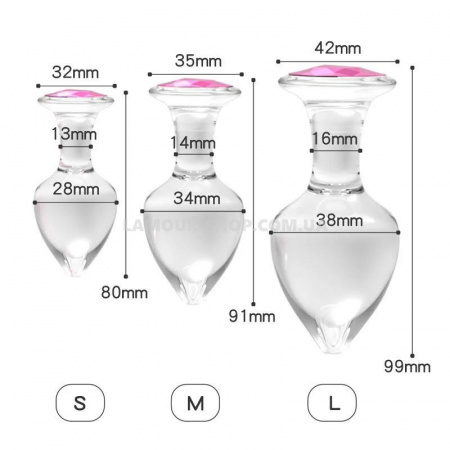 фото Анальна пробка зі скла, розмір S